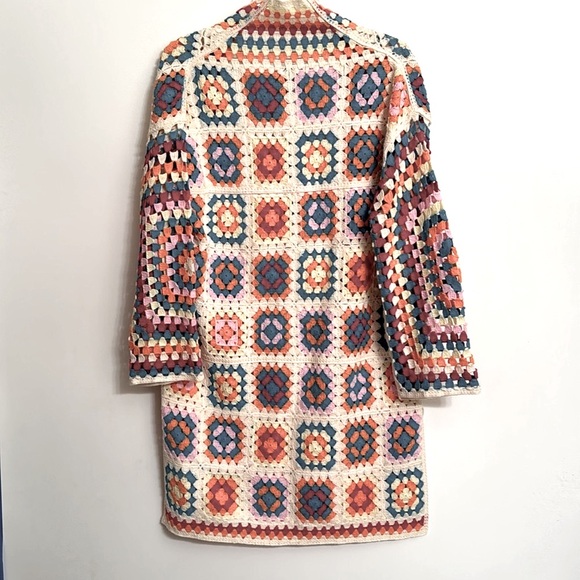 Charlie B Long Color Block Crochet Cardigan Colorful Long Sleeves Size XS/S NEW - Picture 10 of 15